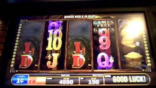 Gold Miners slot bonus win with retrigger on a Bally game at Sugar House