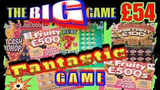 FANTASTIC SCRATCHCARD GAME £54.."FRUITY £500"RUBY 7s Doubler"INSTANT £100"CASH DROP"WIN £50"QUIDS IN