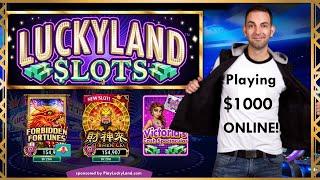 • LIVE Online at PlayLuckyLand.com•$1000 on Slots! • BCSlots #AD