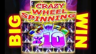 *BIG WIN* - CRAZY WHEEL SPINNING!! - HOW MANY TIMES DID IT GO ROUND? - Slot Machine Bonus