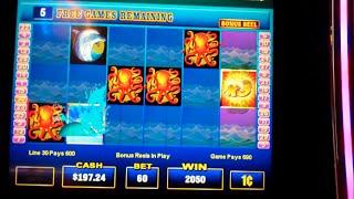 Blue Whale Slot Machine Bonus + Retriggers - Free Games with Bonus Reel Feature Win