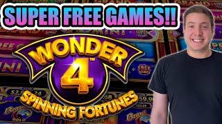 I KEPT PLAYING AND GOT THE SUPER FREE GAMES! Wonder 4 Spinning Fortunes All Buffalo Slot Machine!