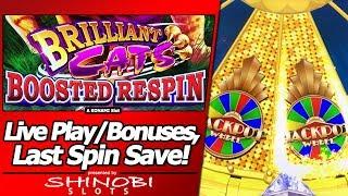 Brilliant Cats Boosted ReSpin Slot - Live Play, Free Spins Bonuses and Last Spin Save