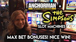 Anchorman Slot Wheel Bonus! Simpsons Max Bet! Donut Bonus WIN!!!