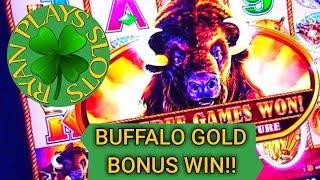 Buffalo Gold Slot Machine Bonus Win, Retriggers, Heather's Luck Continues
