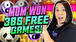 MOM WINS 385 FREE GAMES !! LOW ROLLING AT IT'S FINEST !