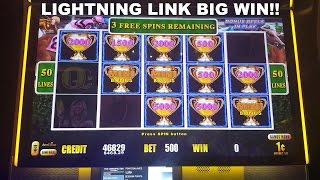 Lightning Link Max Bet $5.00 BONUS and BIG WIN Live Play Slot Machine Las Vegas