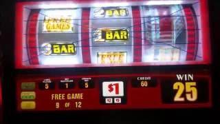 $5 max bet 3 reel free games bonus Venetian Las Vegas