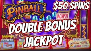 DOUBLE BONUS!!! ⋆ Slots ⋆ High Limit PINBALL EXTRA SHOT JACKPOT Caught Live on CAMERA!