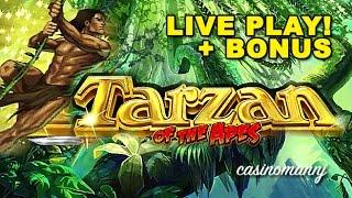 Tarzan of the Apes Slot -  LIVE PLAY + Bonus - MAX Bet! - Slot Machine Bonus