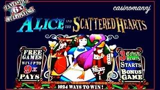 ALICE and the SCATTERED HEARTS Slot - MAX BET! - Slot Machine Bonus