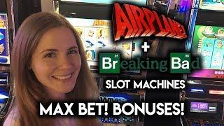 Breaking Bad/Airplane Slot Machines!!! MAX BET BONUS!!!