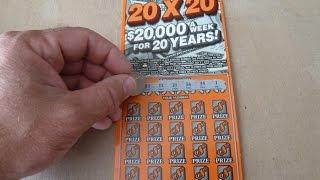 20X20 - Illinois Lottery Instant Scratch Off $20 Ticket