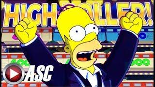 •DONUTS, SPRINKLES, & A BIG MONORAIL!• THE SIMPSONS Slot Machine Bonus HIGH ROLLER WIN! (SG)