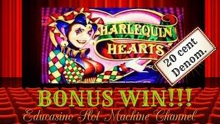 •HARLEQUIN HEART•BONUS WIN!!!•20c•BY ARISTOCRAT SLOTS