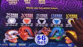 5 Dragons Slot Machine $6 Bet Bonus •Big Win• ! Merry Christmas•