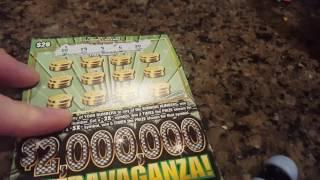 2 $2,000,000 $20 EXTRAVAGANZA ILLINOIS LOTTERY SCRATCH OFF TICKETS.