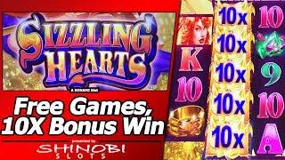 Sizzling Hearts Slot - Super Big Win with 10x Wilds, 3 Free Spins Bonuses