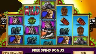 RHINO SAFARI Video Slot Casino Game with a BIG GAME FREE SPIN BONUS