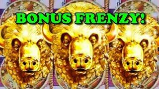 BUFFALO GOLD * BONUS FRENZY * 15 Minutes of ALL Buffalo Gold Slot / Pokie Wins!