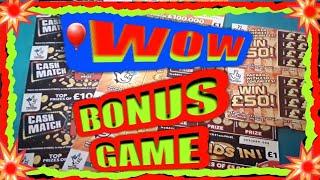 Scratchcards.."GAME ON"..CASH MATCH...£100,000 YELLOW...QUIDS IN...WIN £50..mmmmmmMMM