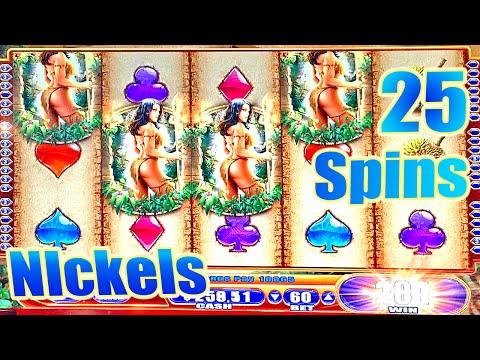 NICKELS | QUEEN OF THE WILD SLOT MACHINE 25 FREE SPINS BONUS WIN Wms Slots