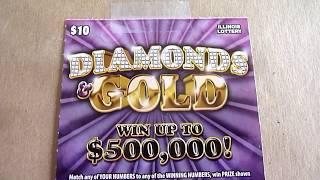 Scratching Off Diamonds and Gold - $10 Instant scratchcard lottery ticket