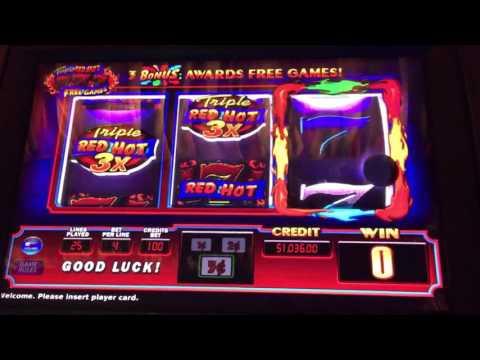 Triple Red Hot 7's huge bonus win and live play nickel denom