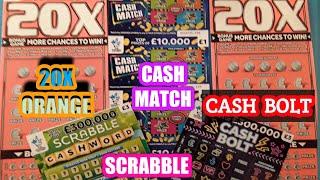 20X Orange..Scratchcards..New Cash Match..Cash Bolt..SCRABBLE CASHWORD..mmmmmmMMM..says •