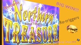 •BIG WIN• Konami Northern Treasure • Slot Machine Bonus w/re-triggers