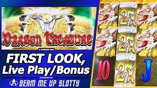 Dragon Treasure Slot - First Look, Live Play and Free Spins Bonus in New Konami game