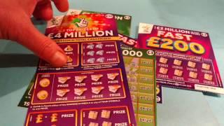 Scratchcards BIG DADDY..Millionaire"Perry Como' Game..FAST 200.& 50..9x LUCKY
