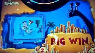 The Flintstones Slot Machine *LIVE PLAY* Big Win Bonuses: Wheel & Yabba-Dabba-Doo! (2 videos)