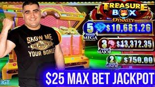 HANDPAY JACKPOT On High Limit TREASURE BOX Slot Machine - $25 Max Bet ! Casino Jackpot