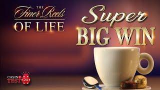 SUPER BIG WIN ON THE FINER REELS OF LIFE SLOT (MICROGAMING) - COFFEE & CHOCOLATE BONUS - 6€ BET!