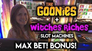 MAX Bet! BONUS! Goonies and Witches RICHES Slot Machine! Nice Win!