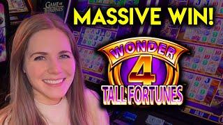 HUGE WIN! Awesome Hit!! Four Coin BONUS! Wonder 4 Tall Fortunes Slot Machine!!