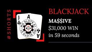 BLACKJACK OVER $30,000 WIN IN LESS THAN A MINUTE! $5000 TO $7000 HANDS ONLY! #shorts