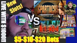 NEW SLOTS! LiL Red Vs Spartacus New Style Slot Machine BIG WINS!