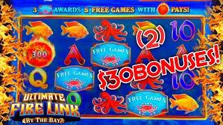 HIGH LIMIT Ultimate Fire Link By The Bay & Route 66 ⋆ Slots ⋆(2) $30 Bonus Rounds Slot Machine Casin