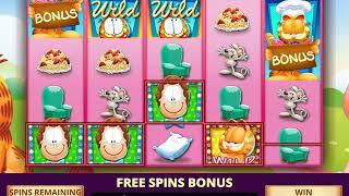 GARFIELD Video Slot Game with a FAT CAT FREE SPIN BONUS