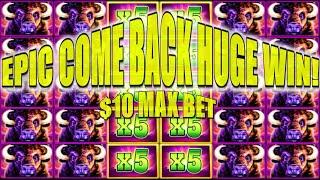 WIFE WAS DOWN TO $1! EPIC  COMEBACK HUGE WIN BUFFALO DELUXE HIGH LIMIT SLOT MACHINE
