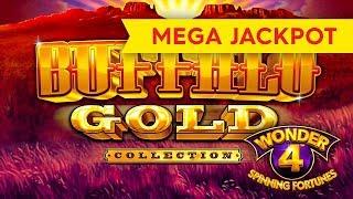 MEGA JACKPOT HANDPAY! Wonder 4 Spinning Fortunes - Buffalo Gold Collection Slot!