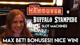 Hangover Slot Machine Bonus Nice Win! Big Buffalo Line Hits!!!