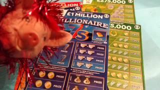 Scratchcards Double or Nothing.."2x FAST 500"..2x MILLIONAIRE 7's..and 2x ..9x LUCKY..and Piggy