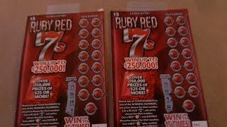 Ruby Red 7s - scratching off TWO $5 Instant Lottery Scratchcards