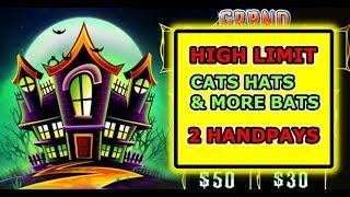 TWO HANDPAYS: High Limit Cats Hats and More Bats Lock it Link Slot