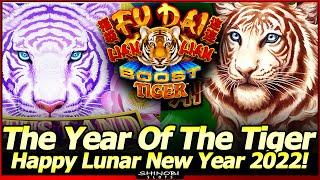 Year of the Tiger!  Happy Lunar New Year 2022!  Playing Tiger Themed Slot Machines at Yaamava Casino