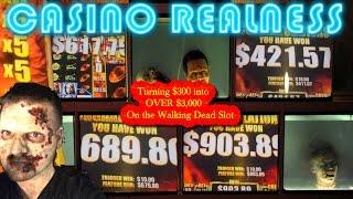 •Casino Realness• W/ SDGuy •  Turning $300 into $3000+ on Walking Dead Slot Machine• Ep. 108