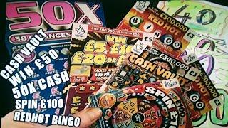 Wow!....GREAT GAME ..50X CASH...CASH VAULT..WIN £50..RED HOT BINGO..SPIN £100..SCRATCHCARD CLASSIC
